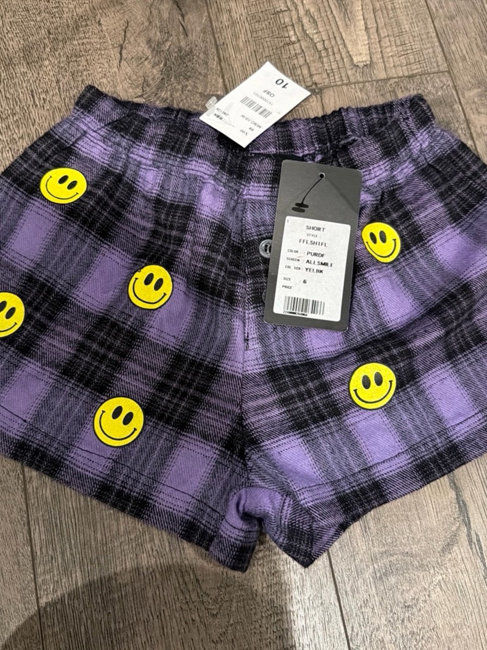 Flowers by Zoe Purple Plaid Smiley Bike Shorts